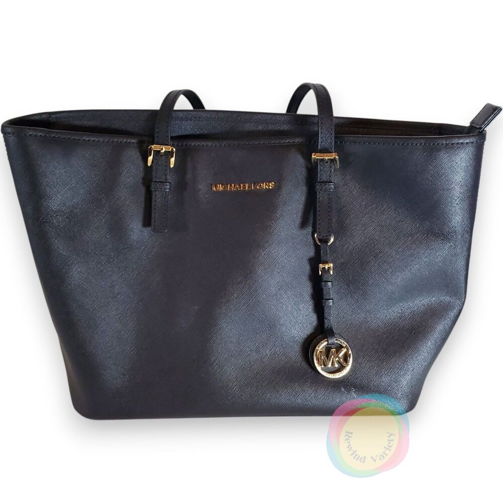 Michael Kors Jet Set Black Leather Tote